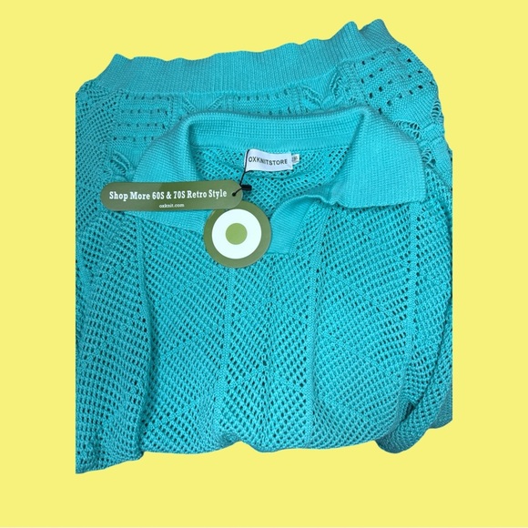NWT OxKnit Crochet Short Sleeves Polo - Picture 3 of 4
